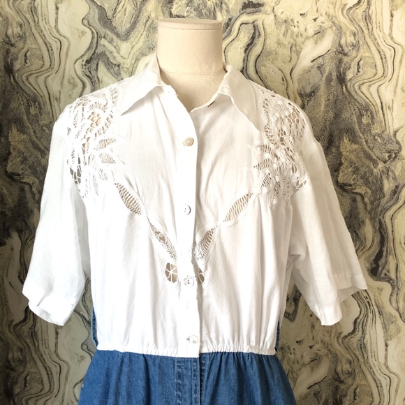 Vintage Carol Le Valley Embroidered SHIRT DRESS - Picture 5 of 5